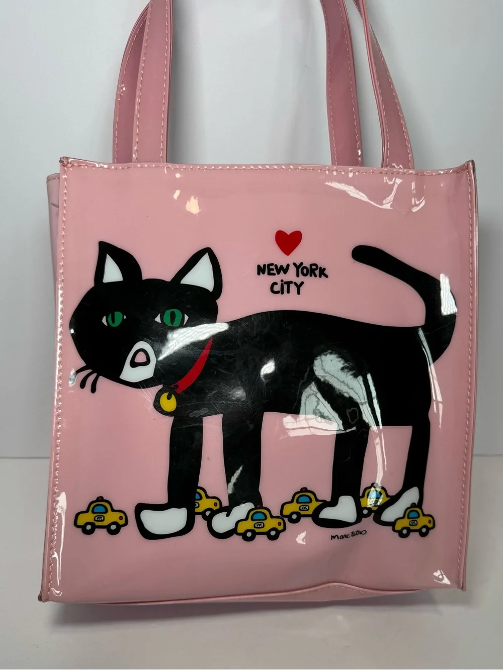 Marc Tetro New York City Pink Tuxedo Cat Mini Tote Bag